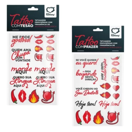 Cartela de Tatuagens Provisórias com Fragrância Sexy Fantasy